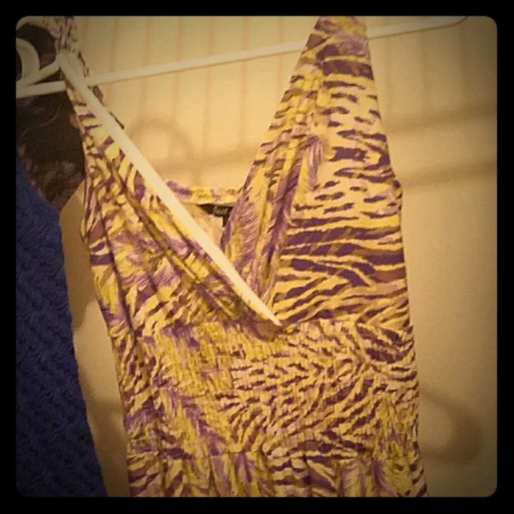Sundress size small purple yellow animal print