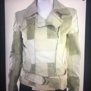 PLEIN SUD VTG 90’S HOT!TAN LTHR/SUEDE PATCH JKT S