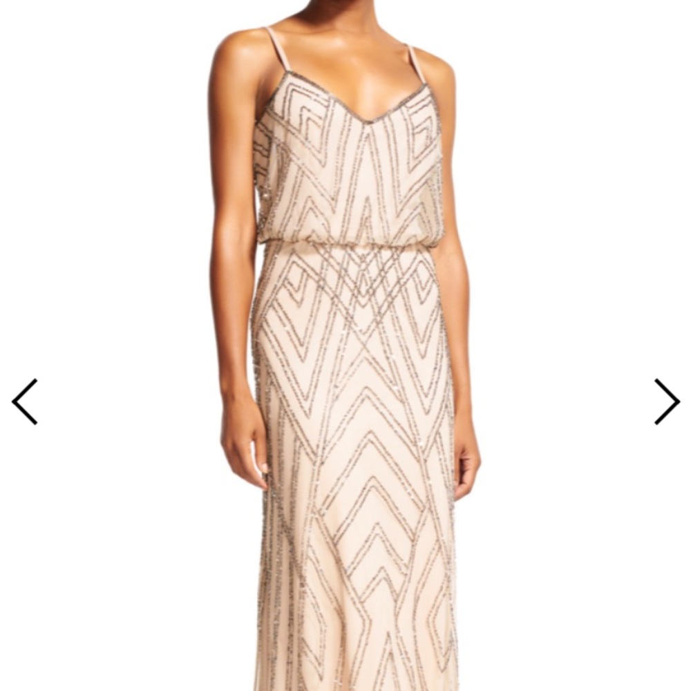 Adrianna Papell Diamond Beaded Blouson Dress