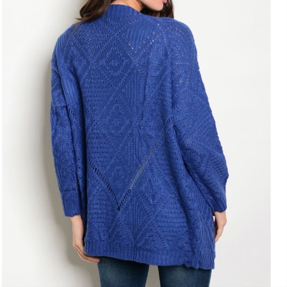Open Front Soft Knit Cardigan Blue - Picture 3 of 5