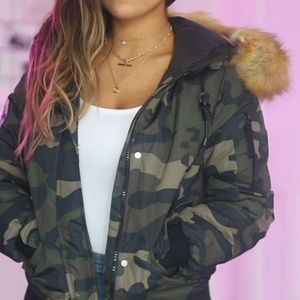 Bershka Padded Camo Bomber Jacket