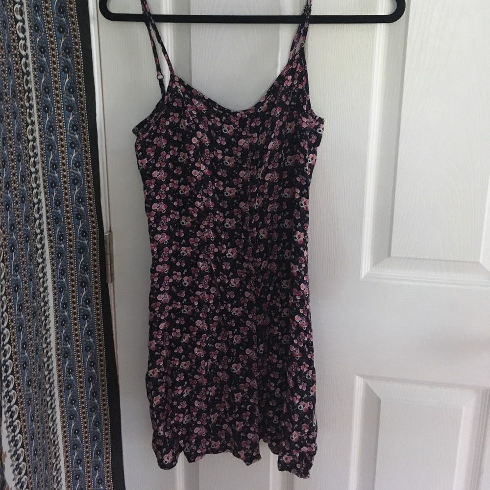 Black floral tank dress