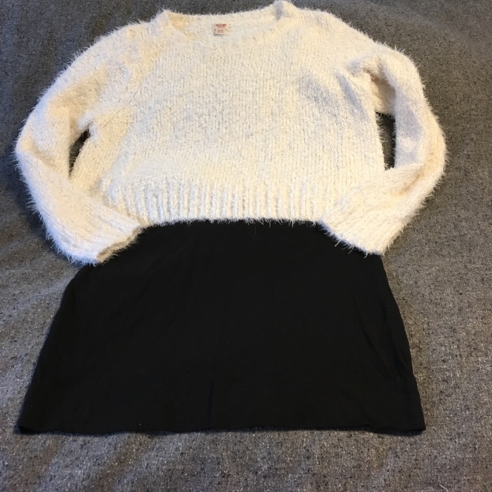 Cream sweater and skirt