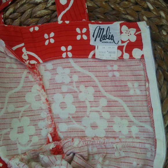 60s Vintage Orange Floral belt big pockets buttons - Picture 3 of 6