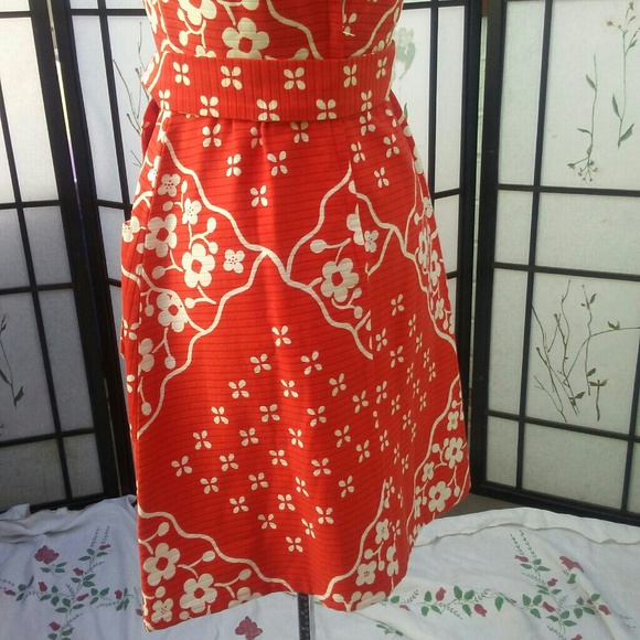 60s Vintage Orange Floral belt big pockets buttons - Picture 6 of 6