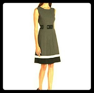 Calvin Klein Fit-And-Flare Color-Block Dress