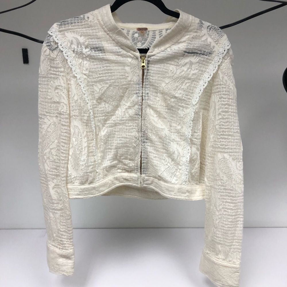 Free People White a lightweight Lace Jacket (L)