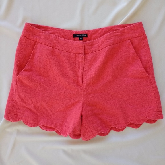 alice collection Pants - Alice Collection Coral Scallop Linen Shorts 10