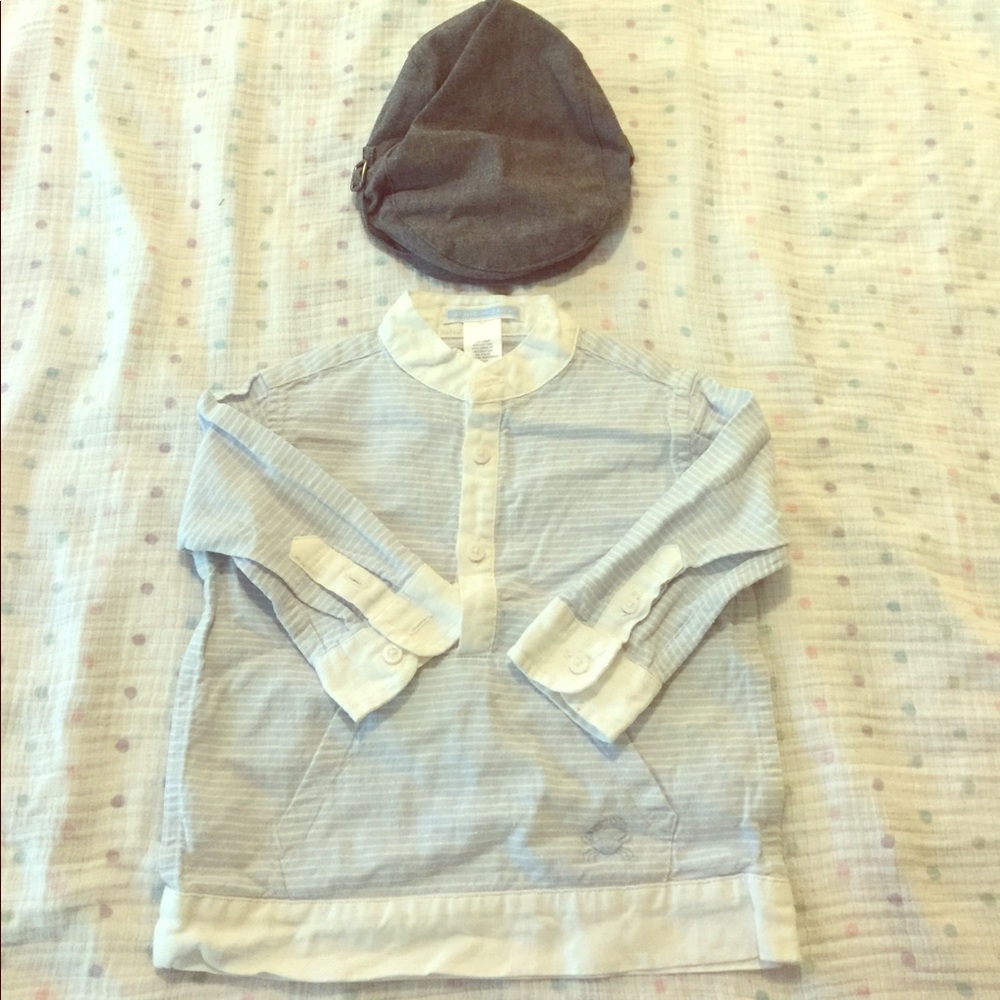 Janie and Jack linen shirt and hat