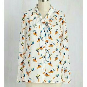 Modcloth Toucan tie blouse