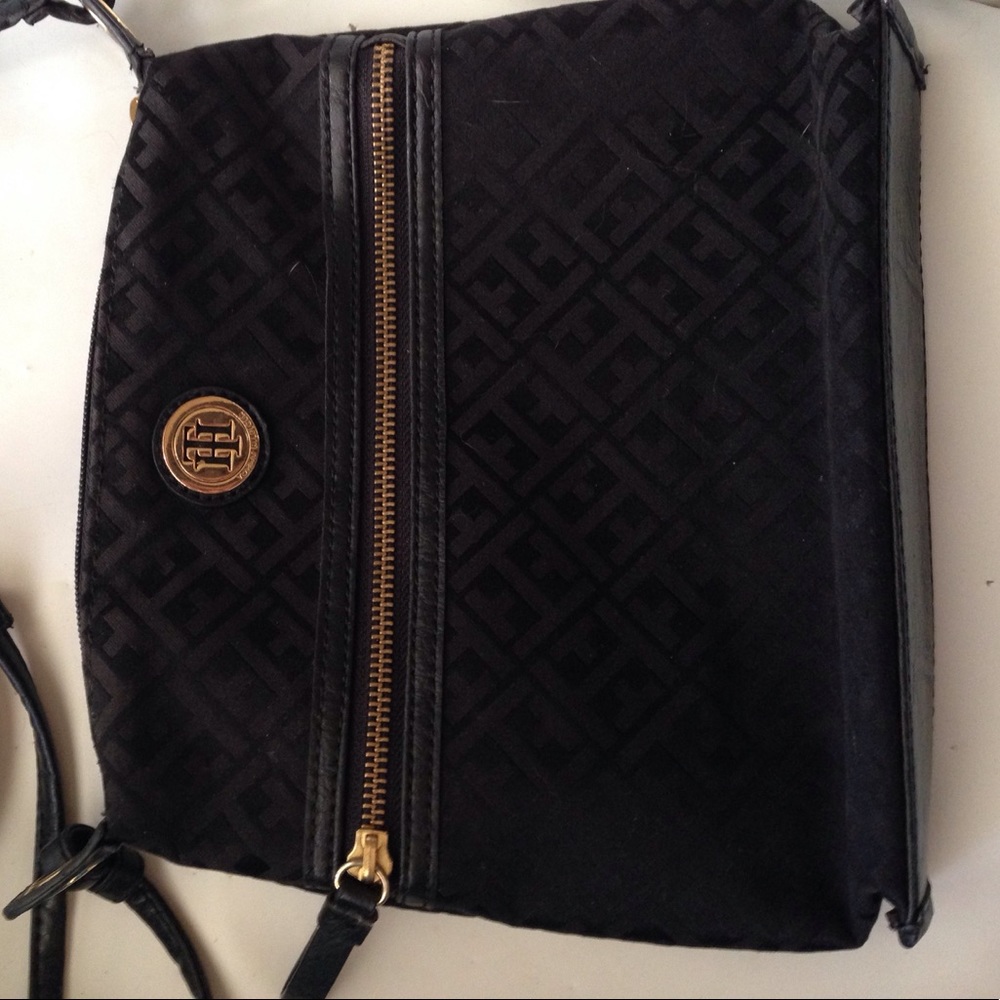 Black with pattern,pockets inside, long strap