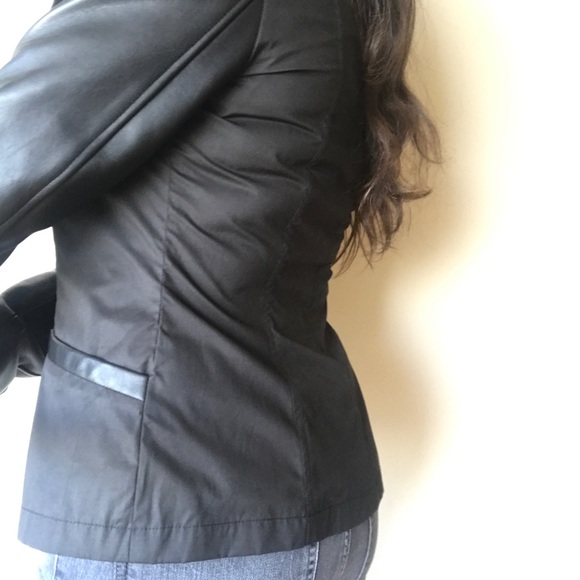 NEW MACKAGE BLACK POPLIN LEATHER TrimMOTO Jacket S - Picture 4 of 8