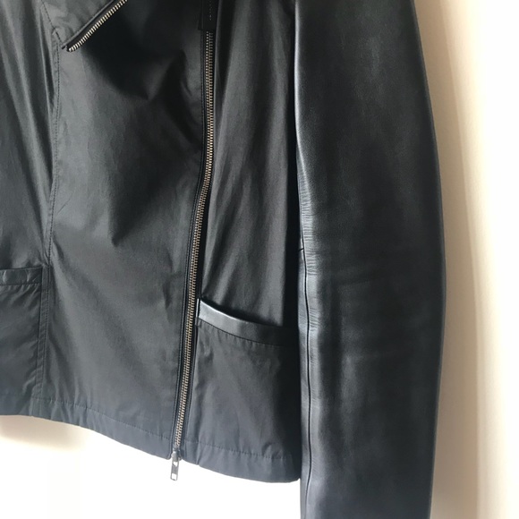 NEW MACKAGE BLACK POPLIN LEATHER TrimMOTO Jacket S - Picture 7 of 8