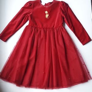 Disney Winnie the Pooh Dress, Tulle Velvety Dress