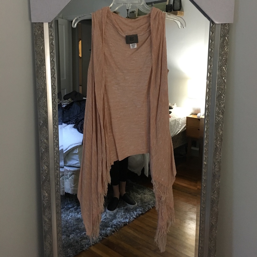 Dusty pink fringe cardigan