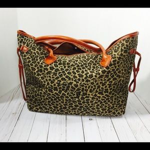 Over-sized leopard print tote bag