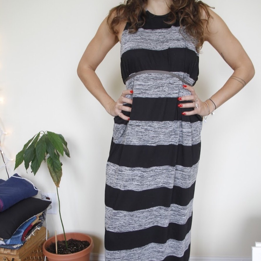 Black and grey maxi dress