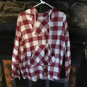 Plaid long sleeve with hood.