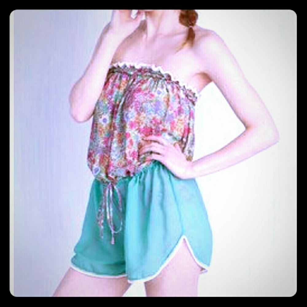 Modcloth Floral romper swim cover up