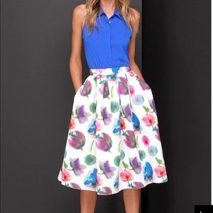 HP! 🌺 Floral Pleated Midi Skirt