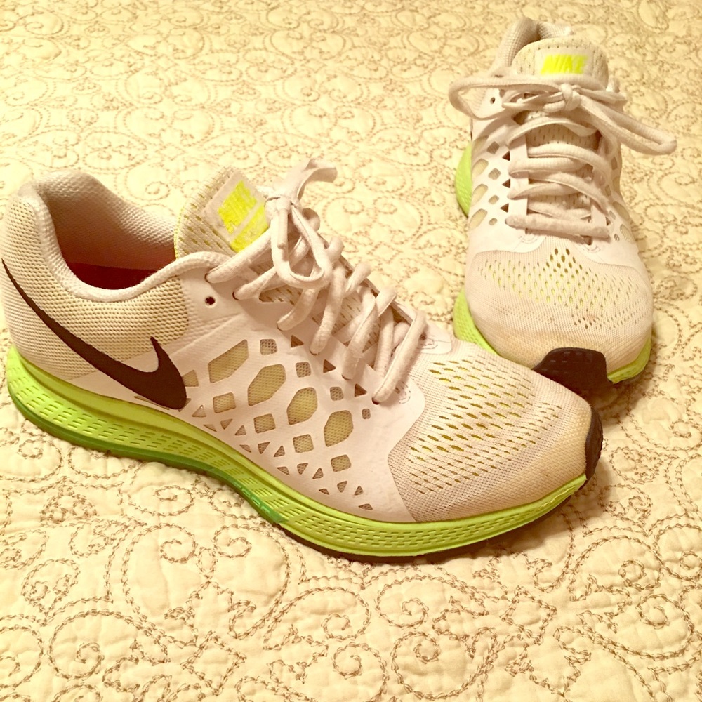 White and lime green Nike tennis shoes!