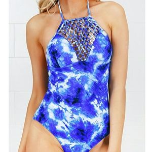 Net halter top swimsuit