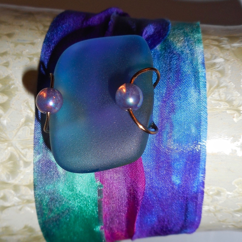 beach glass art wrap bracelet
