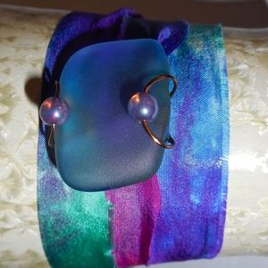 beach glass art wrap bracelet