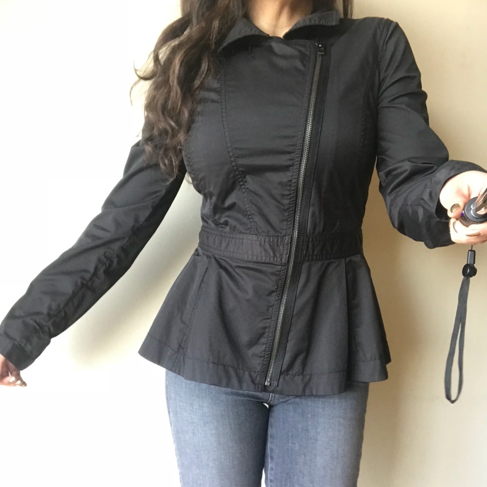 SOLDA/X Armani Exchange Black Peplum Moto Jacket M - Picture 1 of 8