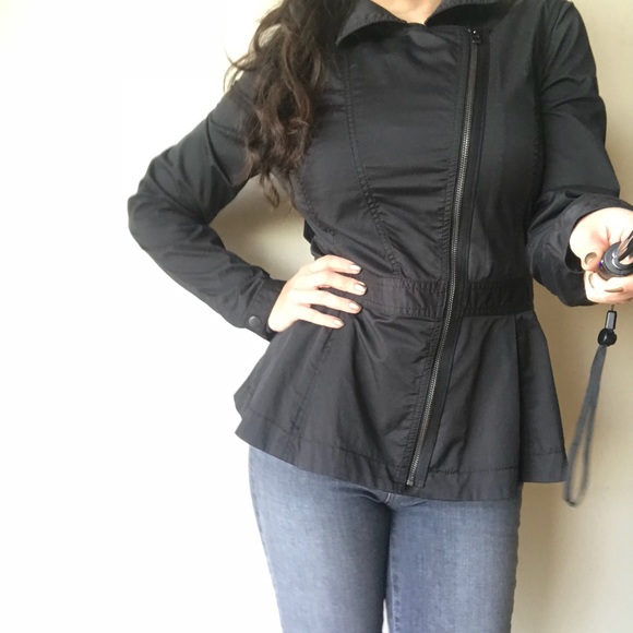 SOLDA/X Armani Exchange Black Peplum Moto Jacket M - Picture 4 of 8