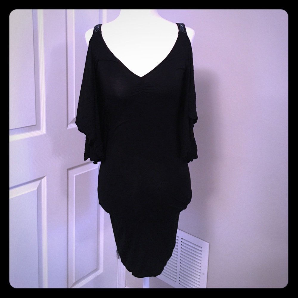 Black guess dress/tunic flutter sleeves black S