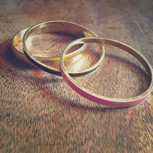 Pink enamel & gold Kate Spade bangle