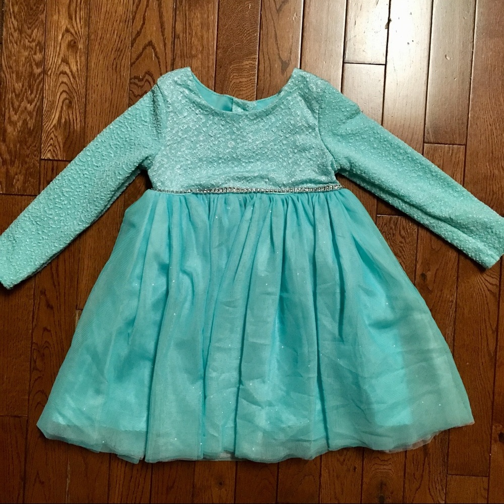 Aqua frozen holiday formal dress