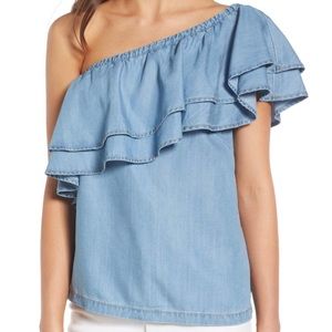 Chelsea 28 Chambray one shoulder top