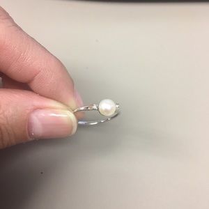 Sterling silver  with pearl and two small diamonds