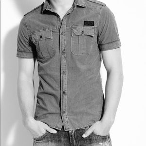 Diesel military button down fitted short sleeve