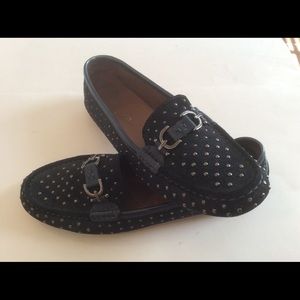 Donald Pliner-Sparkly navy blue suede loafers