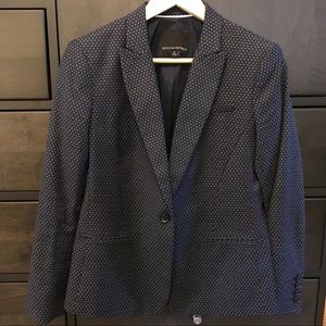 Banana Republic Navy Jacquard One-Button Blazer