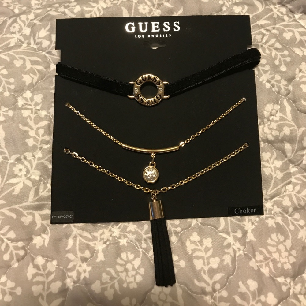 DROP! Three gold and black Guess Chokers NWT