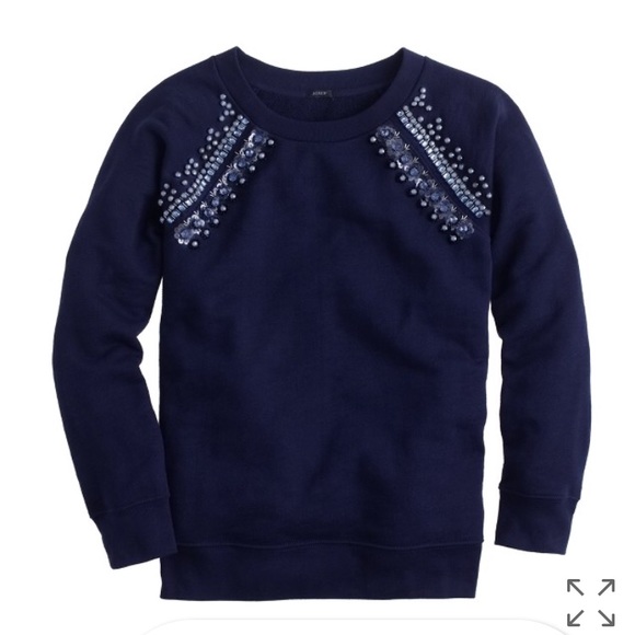 J.Crew navy sweatshirt with beading - Picture 2 of 3