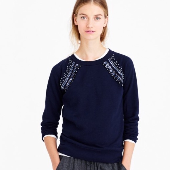 J.Crew navy sweatshirt with beading - Picture 3 of 3