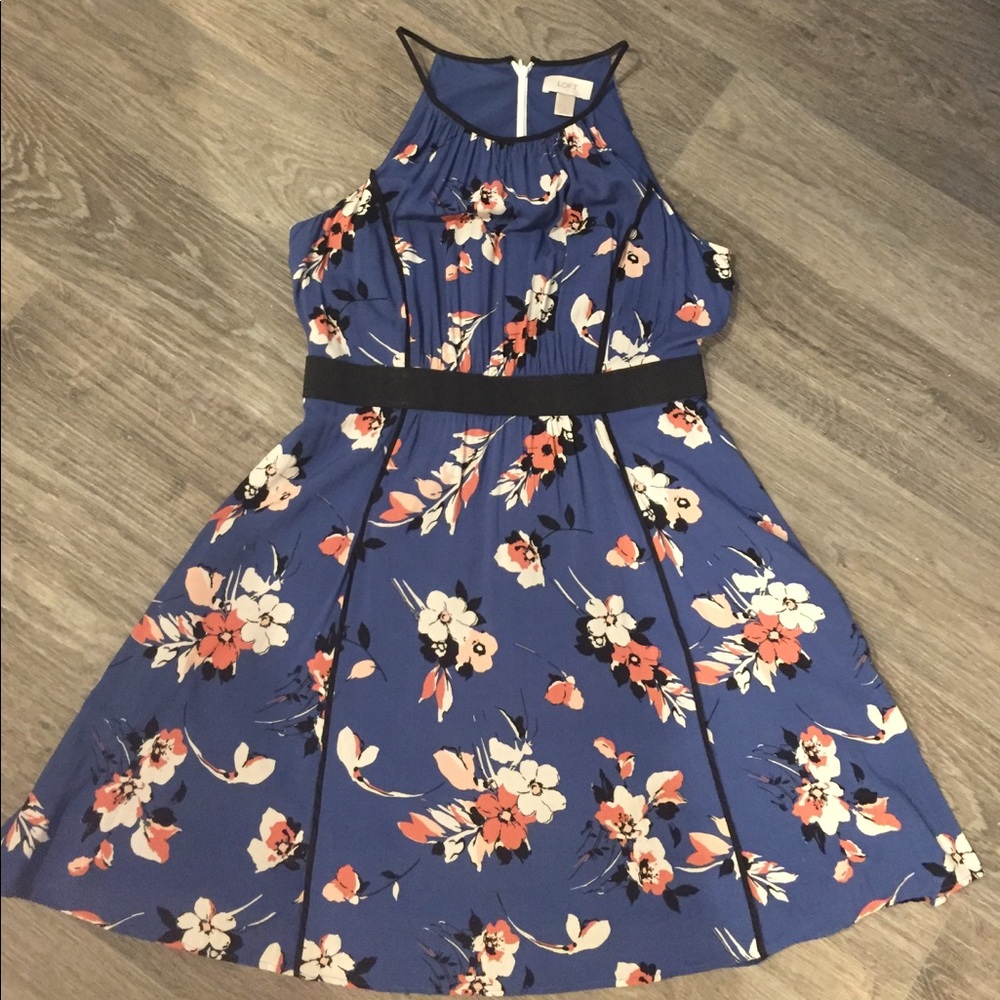 Loft blue floral dress size 6