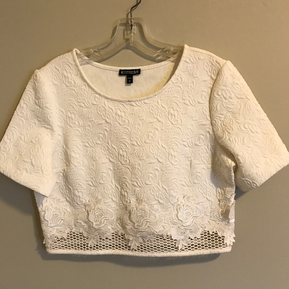 Express White Laced Crop - Picture 1 of 3