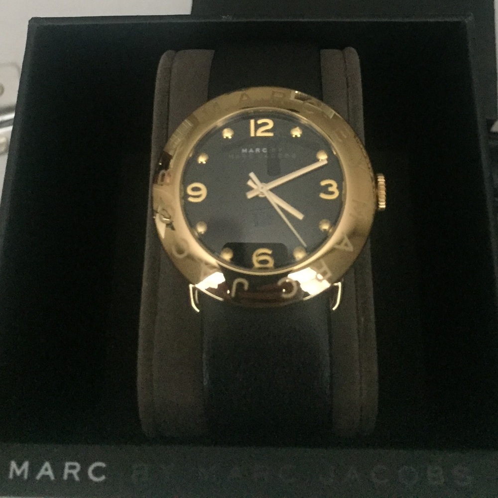 Marc by Marc Jacobs Gold & Black Leather Watch