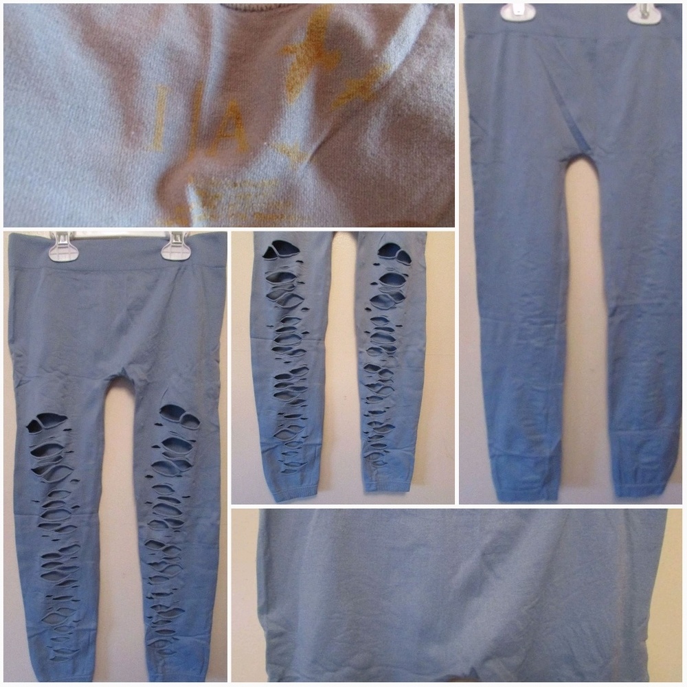 girl leggins blue medium ripped style size 30Hx12W