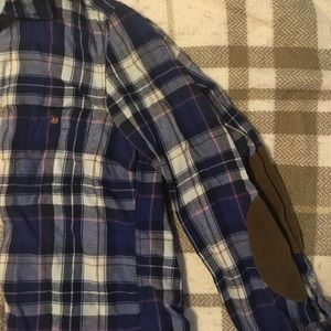 H&M blue Flannel with corduroy detail