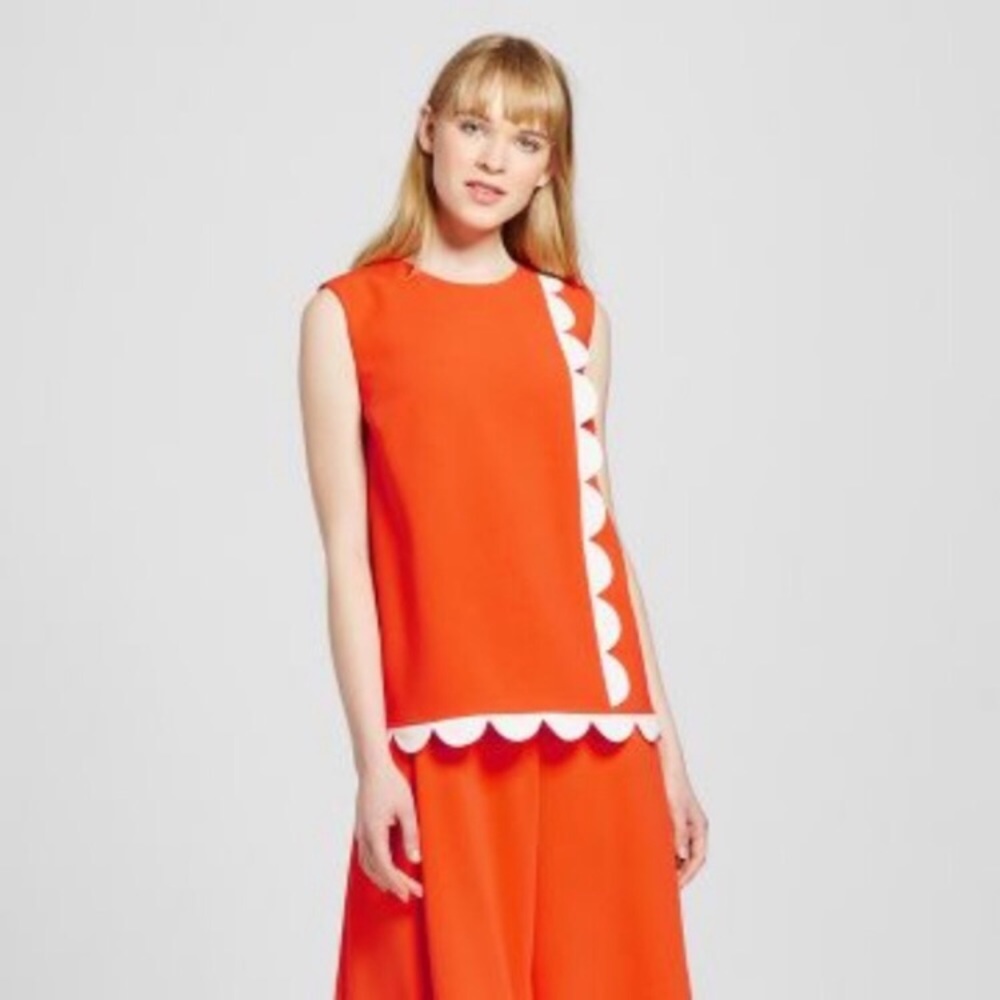 Victoria Beckham scallops orange top