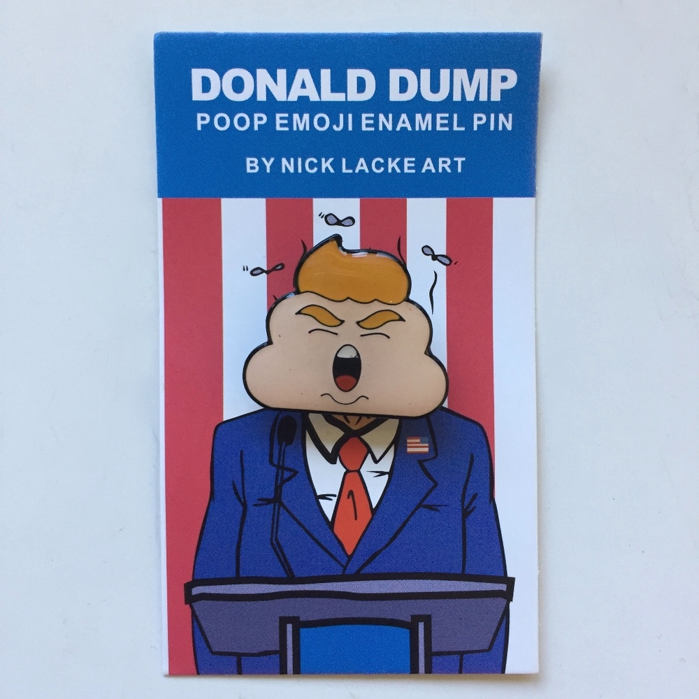 Donald Trump Poop Emoji Lapel Pin NWT
