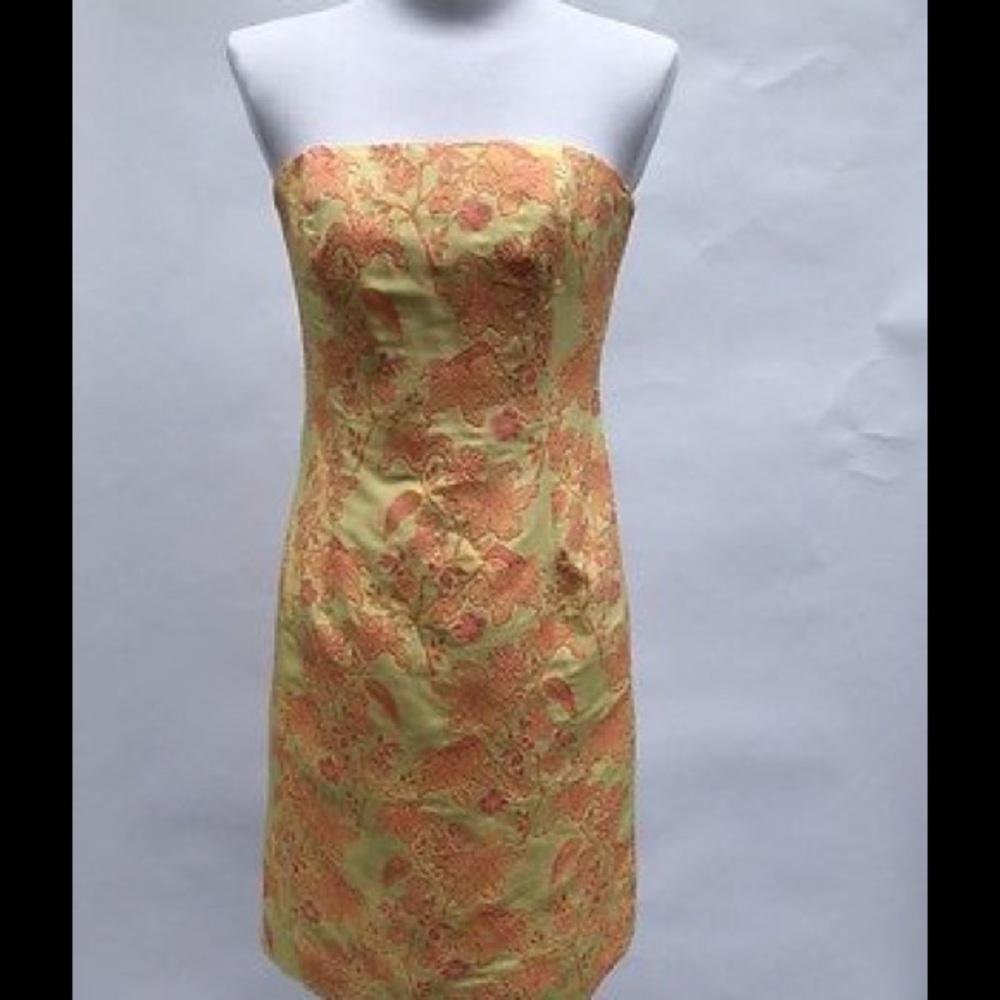 NWT Carmen Marc Floral Strapless Dress Size 8