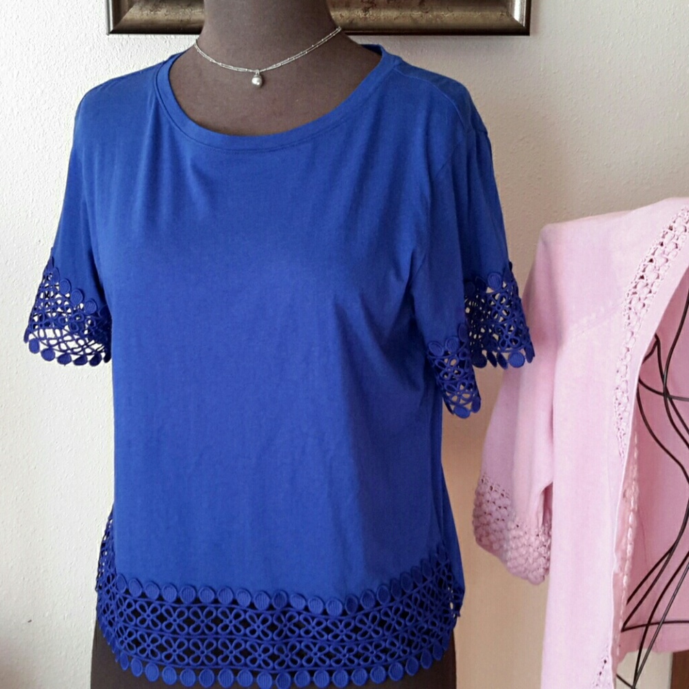Blue Lace Trimmed Top